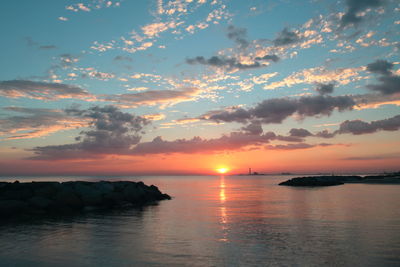 Scenic view of sea against sky during sunset