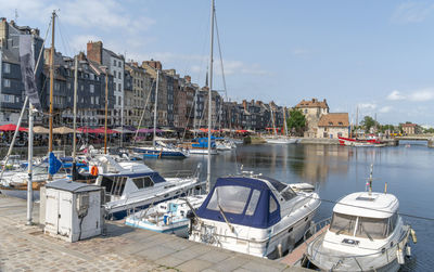 City view around the port of honfleur, a commune in the calvados department in northwestern france