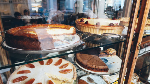 High angle view of cake on table at store