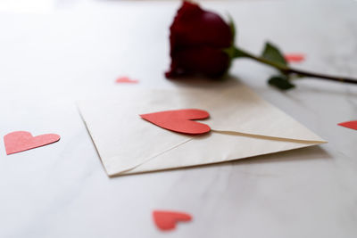 Close-up of heart shapes on white background