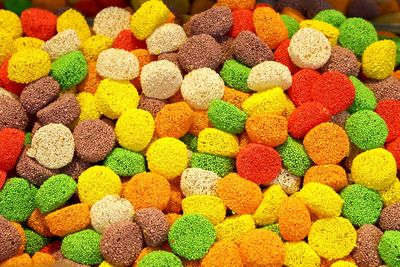 Full frame shot of multi colored candies for sale