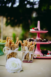 Close-up of cake on table