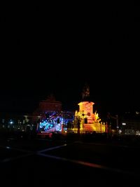 Illuminated buildings at night