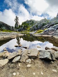 Scenic view of lake against sky