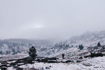 Scenic view of snow covered mountains