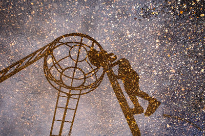 High angle view of basketball hoop in city