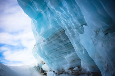 Close-up of glacier against sky