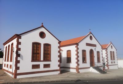 Low angle view of building against clear sky