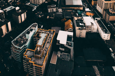 High angle view of buildings in city