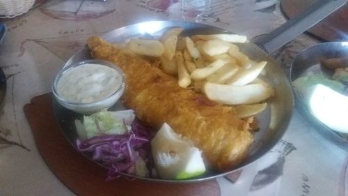 Close-up of food served in plate