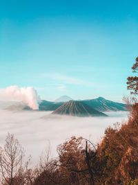 Scenic view of volcanic landscape against sky