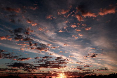 Low angle view of dramatic sky during sunset