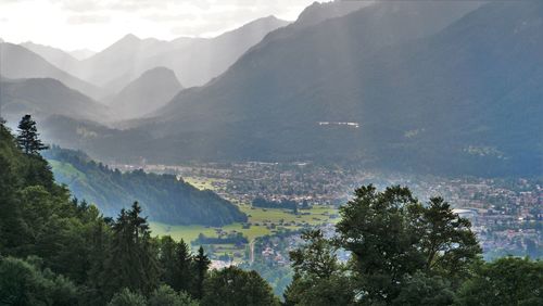 Scenic view of mountains against sky