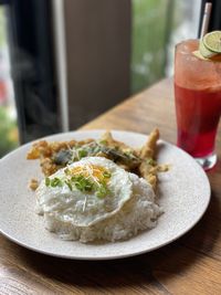 Close-up of humble breakfast with lovely sunny side up