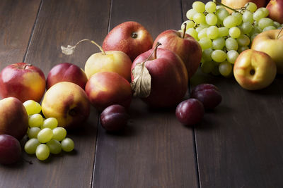 High angle view of apples on table