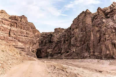 Rock formations in desert against sky