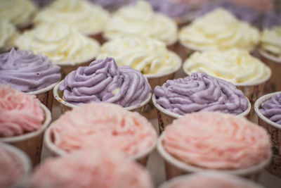 Cupcakes arranged at market for sale