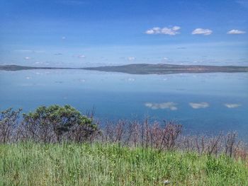 Scenic view of lake against sky