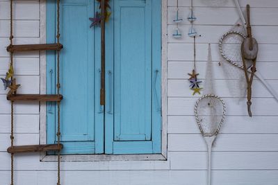 Closed door of building