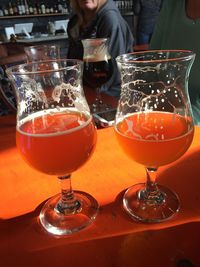 Close-up of beer in restaurant