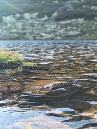 Scenic view of river flowing during winter