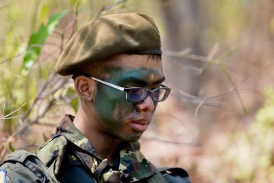 Close-up of man wearing sunglasses