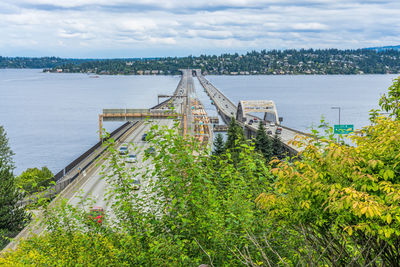 Interstate 90 floating bridges in seattle, washington.