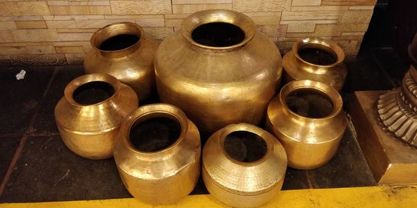 High angle view of old objects on table