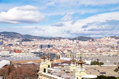 High angle view of townscape against sky