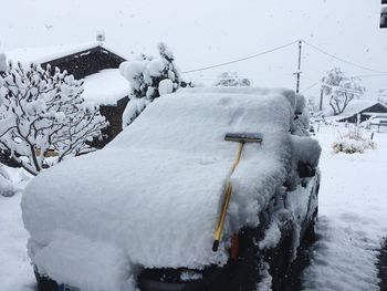 Snow covered cars on snowcapped mountain