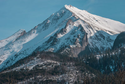 Aerial view of snowcapped mountains against sky