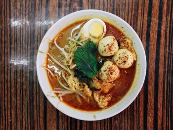 High angle view of food in plate