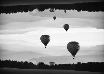 Hot air balloons flying in sky