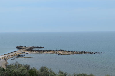 Scenic view of sea against clear sky