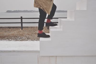 Man walking on steps