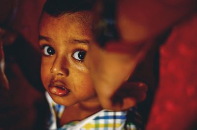 Close-up portrait of cute baby girl