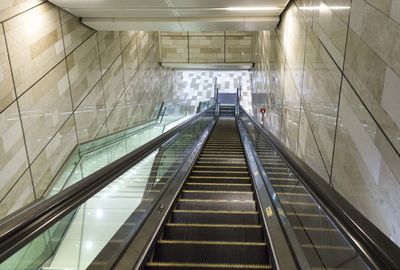 High angle view of escalator