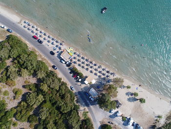 High angle view of people on beach in city