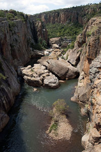 Rock formations on cliff
