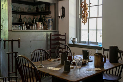 A historic view of a kitchen from the early days of america.