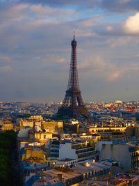 Eiffel tower with cityscape in background