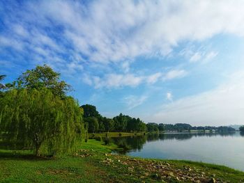 Scenic view of lake against sky