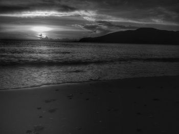 Scenic view of sea against cloudy sky