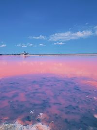 Scenic view of sea against blue sky