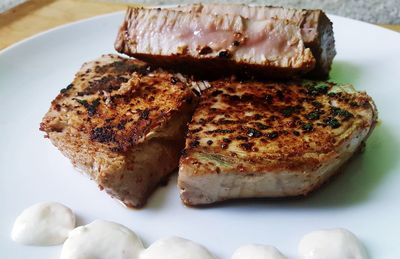 Close-up of bread in plate