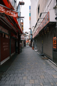 Empty alley amidst buildings in city