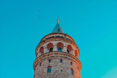 Low angle view of cathedral against clear blue sky