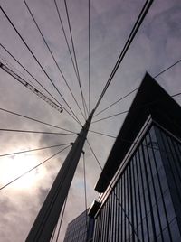 Low angle view of cables against sky