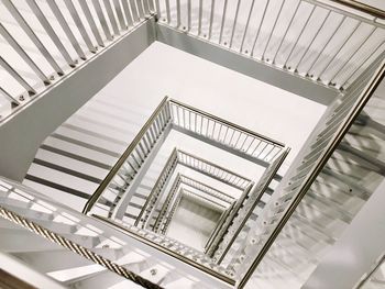 High angle view of spiral staircase in building