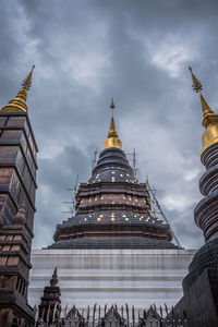 Low angle view of temple building against sky